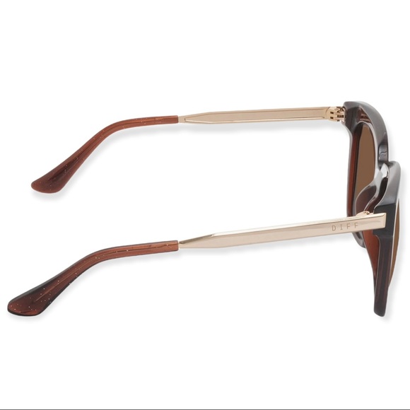 DIFF Bella Sunglasses Festive Chestnut Frames Brown Lens Sparkle Square Sunnies - Picture 4 of 6